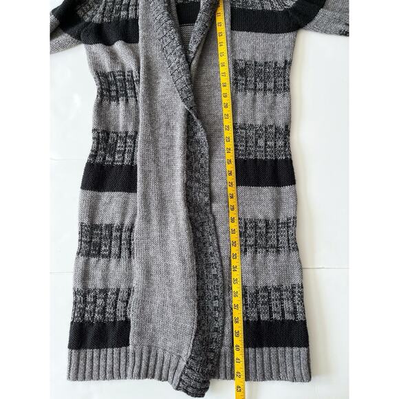 Cheap Monday Long Sweater Cardigan Women M/L Gray Black Wool Blend Open Boho - Picture 6 of 9